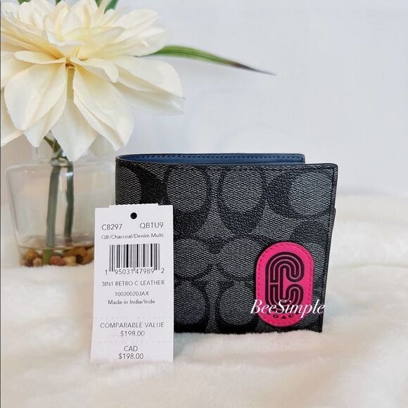 NWT Coach 3 In 1‎ Wallet In Colorblock Signature Canvas With Coach Patch - Picture 7 of 7